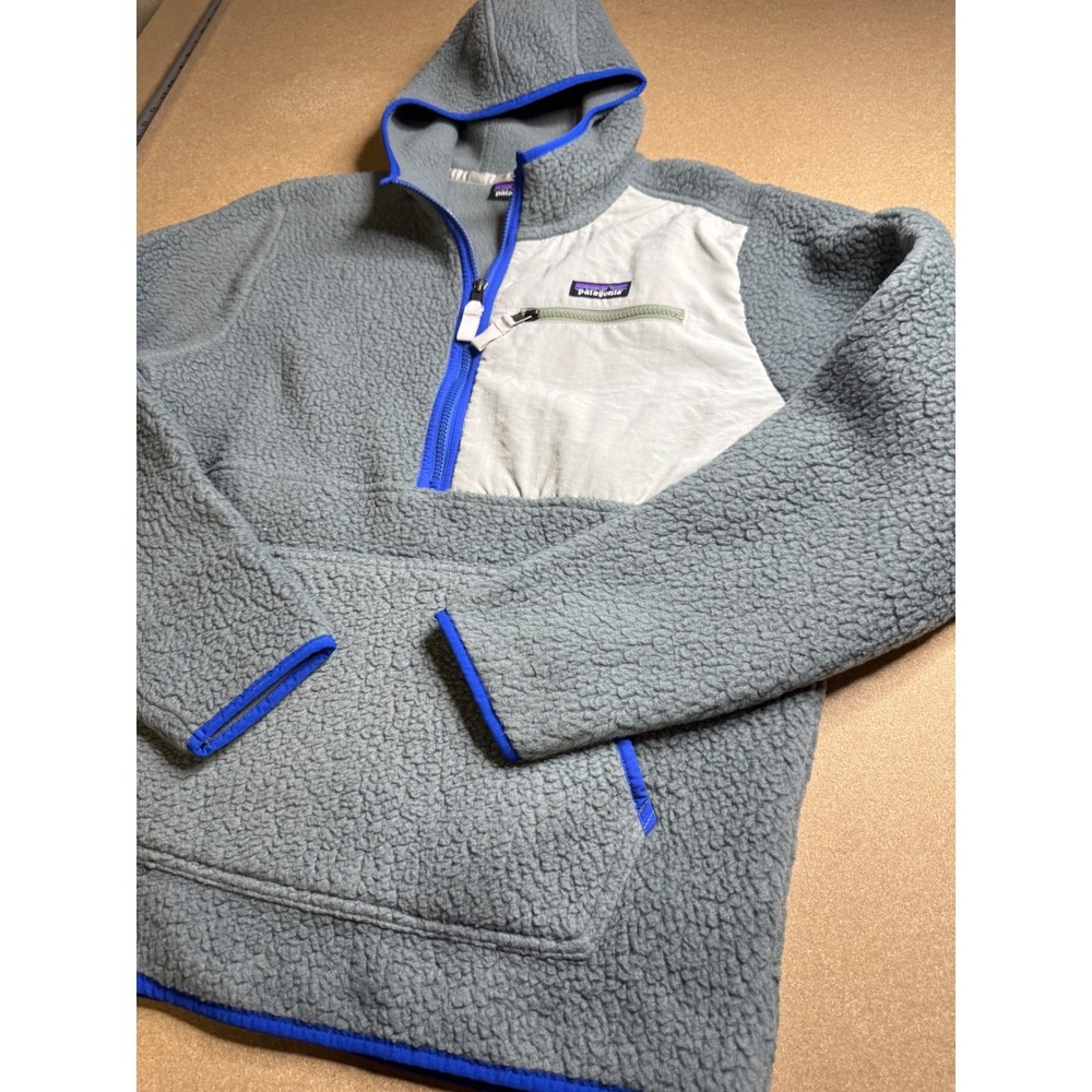 Patagonia Synchilla Anorak Gray Blue Fleece Hooded Pullover 22790 Mens XL